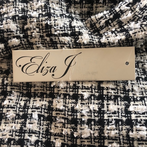 2xHP🎉NWT ELIZA J Black & White Tweed Dress - Picture 7 of 13